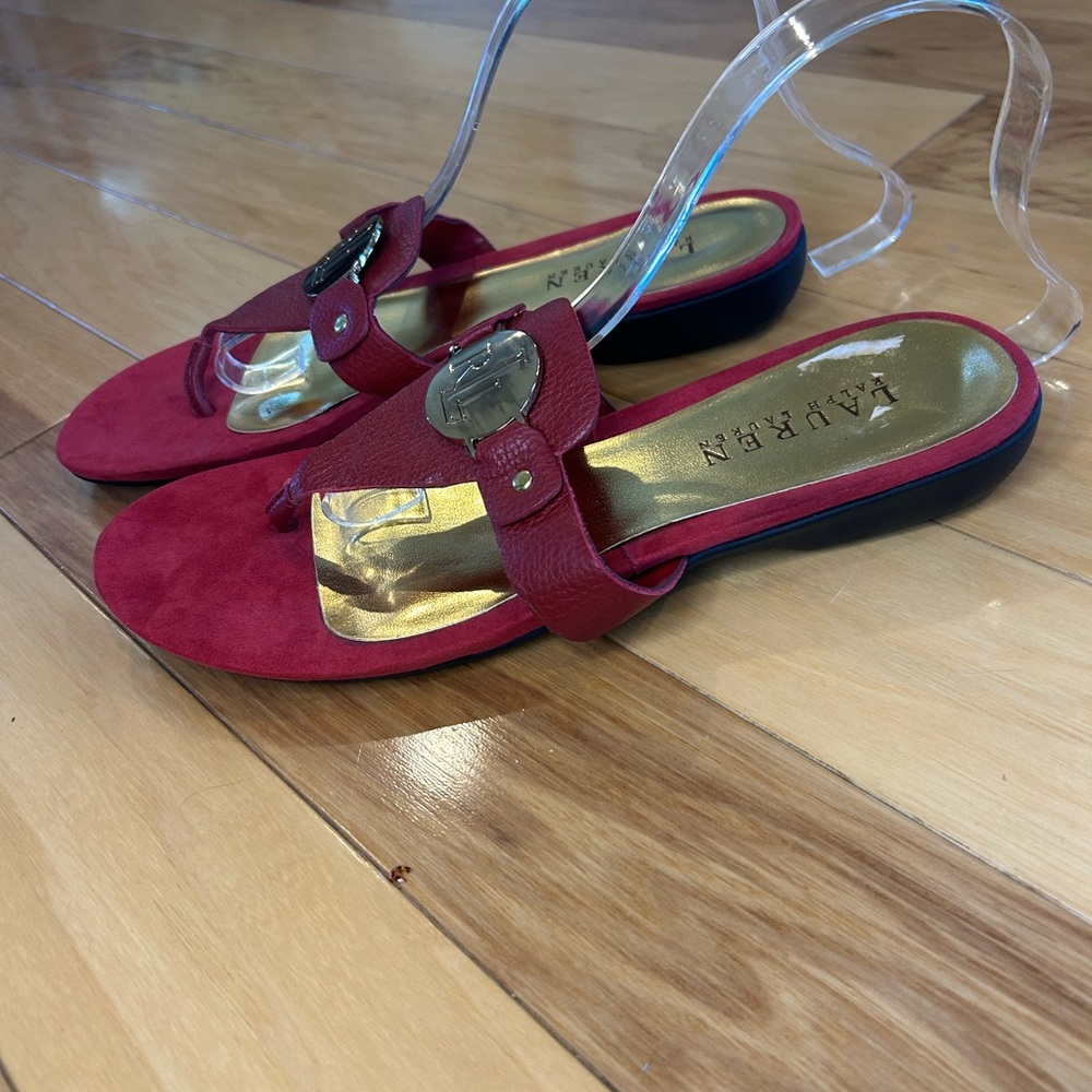 Ralph Lauren Kalana Red Thong Women’s Sandals - Picture 3 of 13
